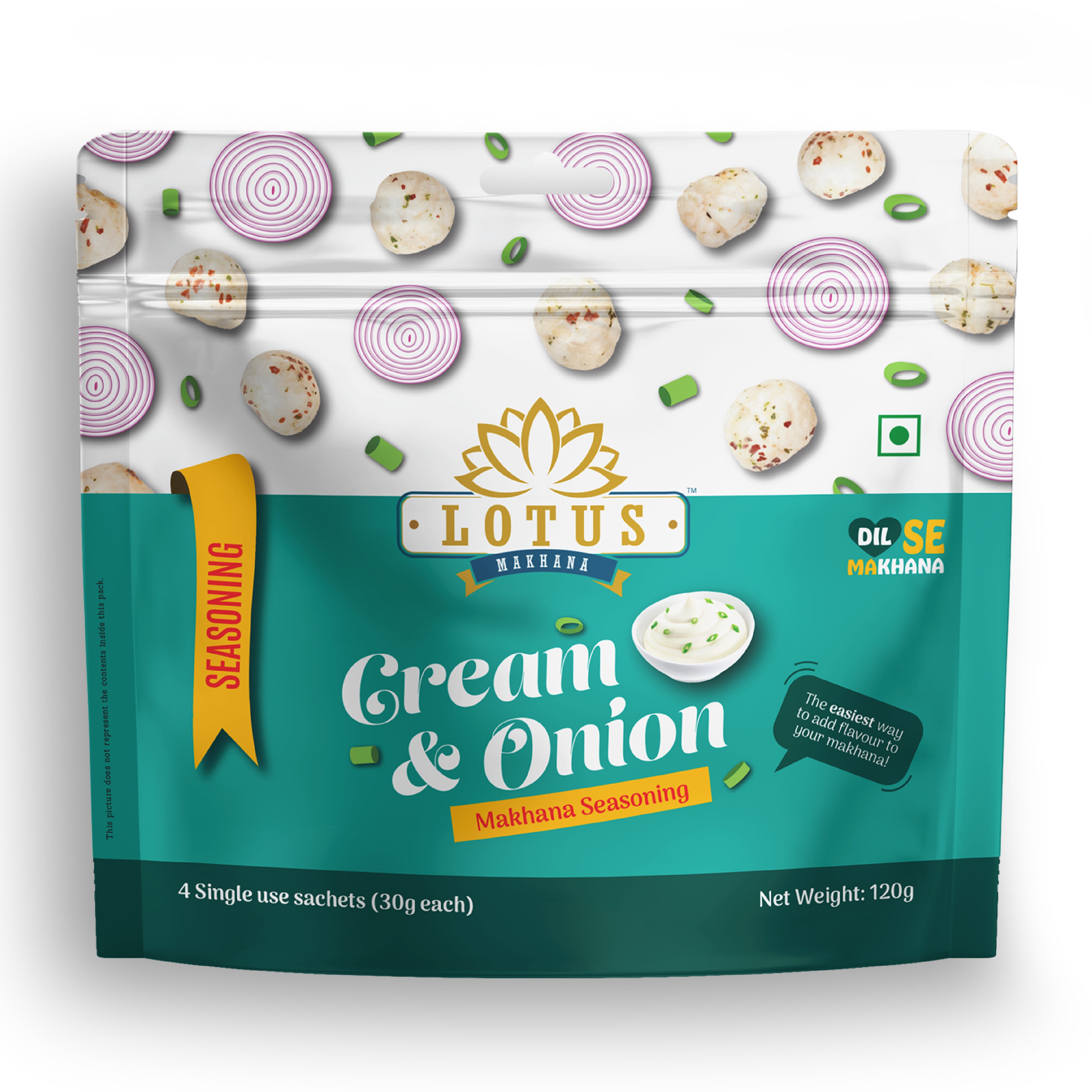 Lotus Makhana Seasoning Cream & Onion Flavour 120gm