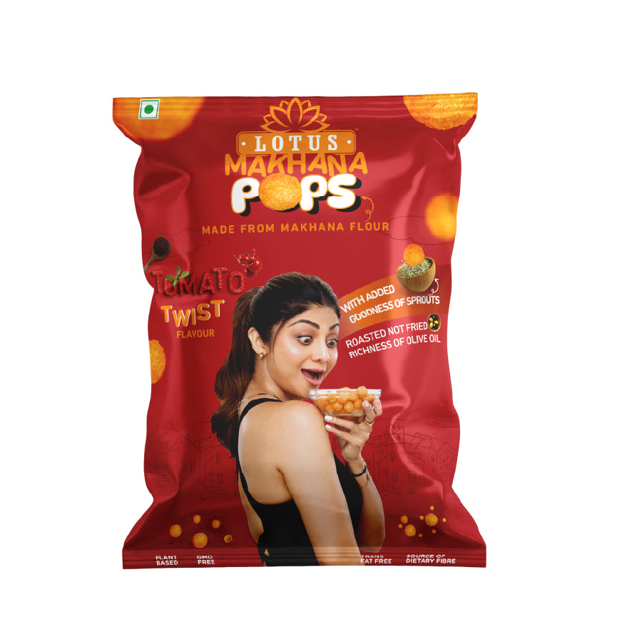 Lotus Makhana Pops Tomato Twist  Flavour 50g - Pack Of 3