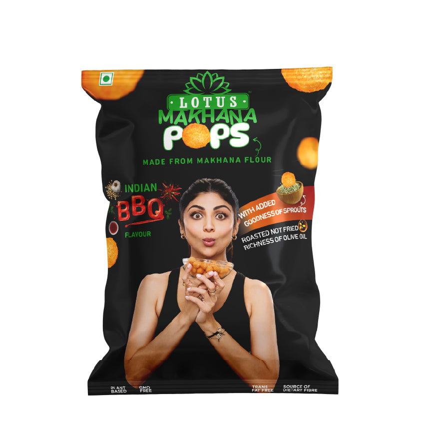 Lotus Makhana Pops Indian BBQ Flavour Pillow Pouch