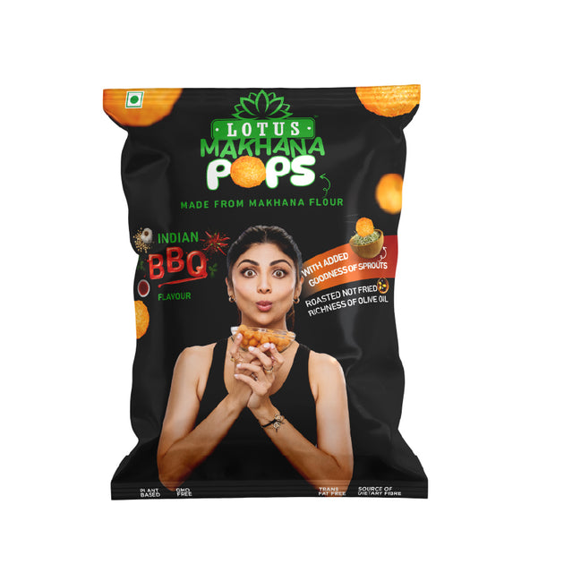 Lotus Makhana Pops Indian BBQ Flavour Pillow Pouch