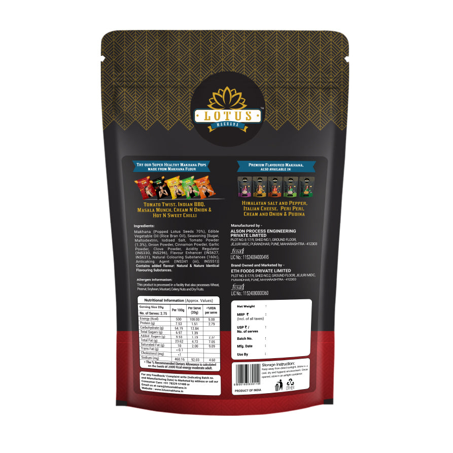 Lotus Makhana Spanish Tomato Flavour 55g - Pack Of 2