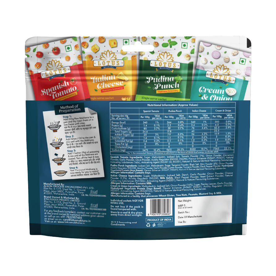 Lotus Makhana Seasoning Combo-Pack 120gm