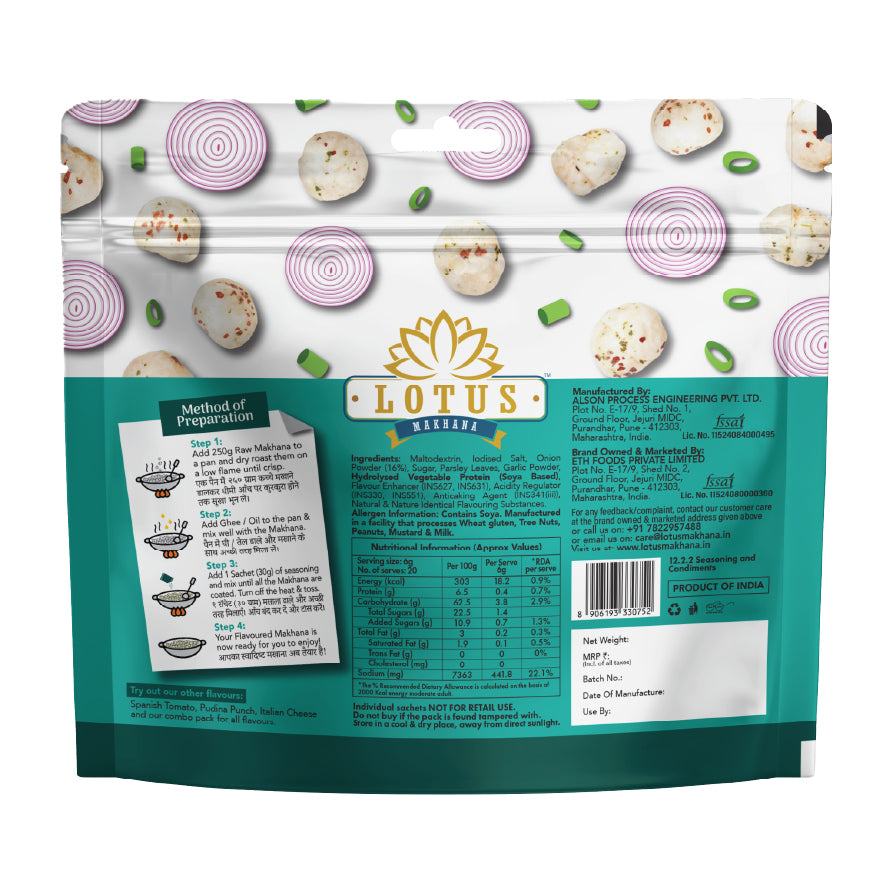 Lotus Makhana Seasoning Cream & Onion Flavour 120gm