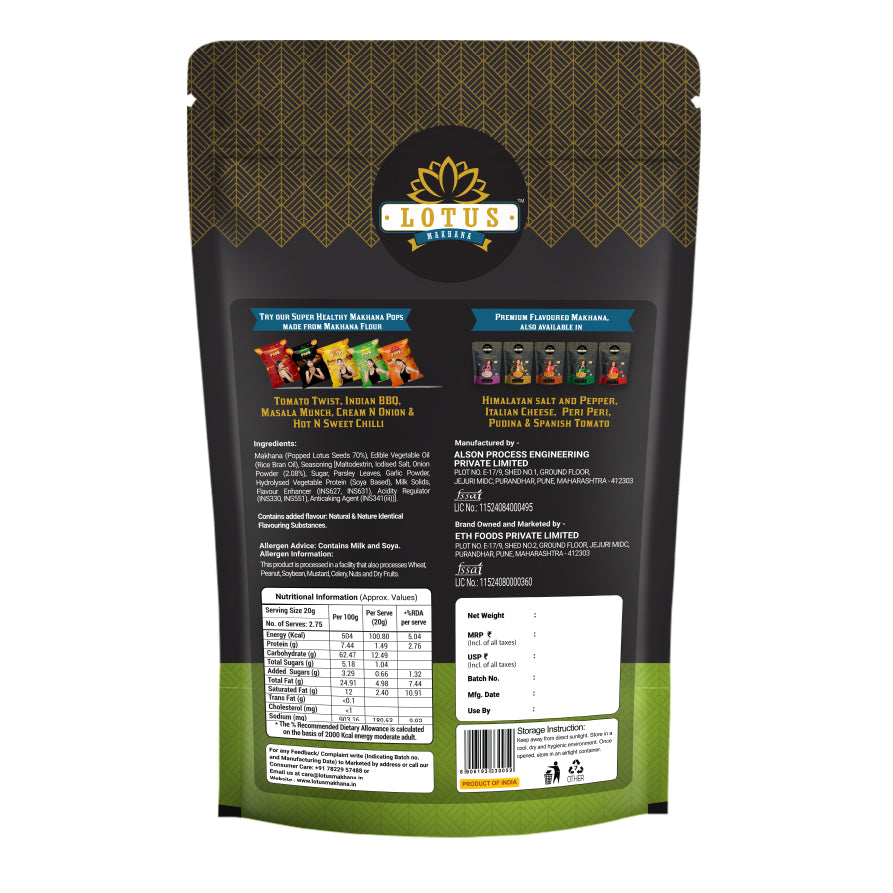 Lotus Flavoured Makhana Cream And Onion 55g – Pack Of 2