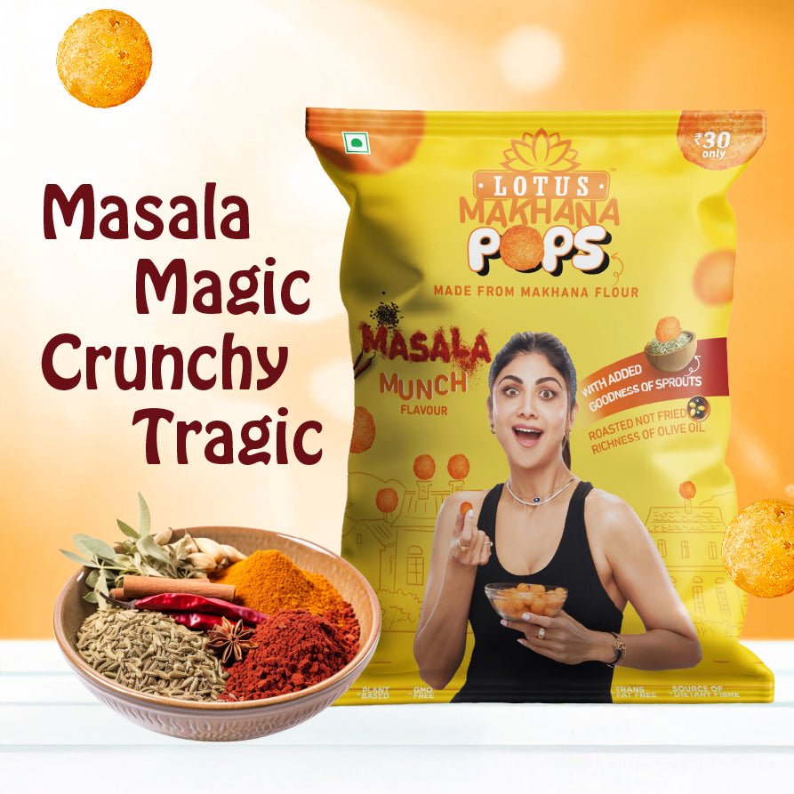 Lotus Makhana Pops Masala Munch Flavour 50g - Pack Of 3