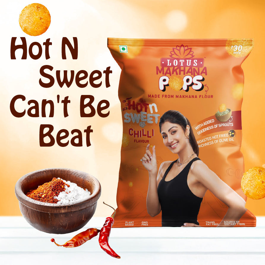Lotus Makhana Pops Hot n Sweet Chilli Flavour - pack of 3
