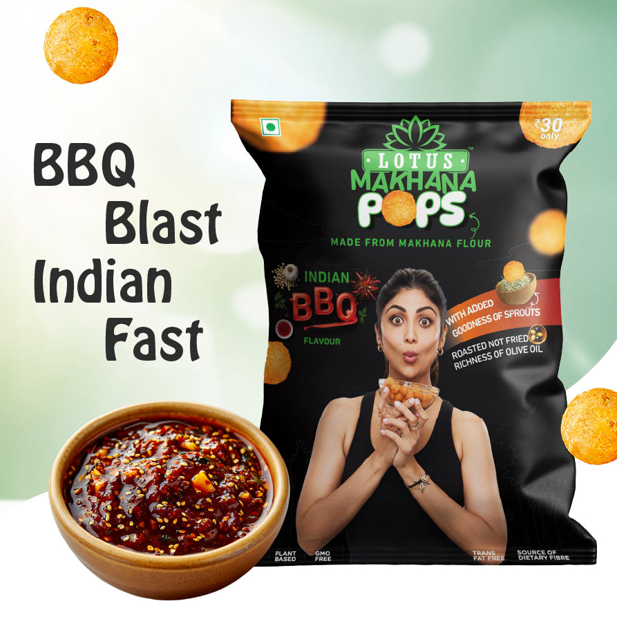 Lotus Makhana Pops Indian BBQ Flavour Pillow Pouch