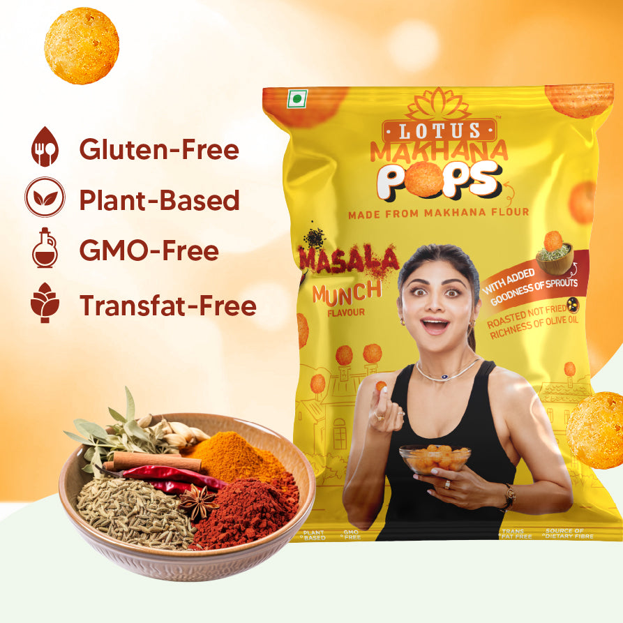 Lotus Makhana Pops Masala Munch Flavour 50g - Pack Of 3
