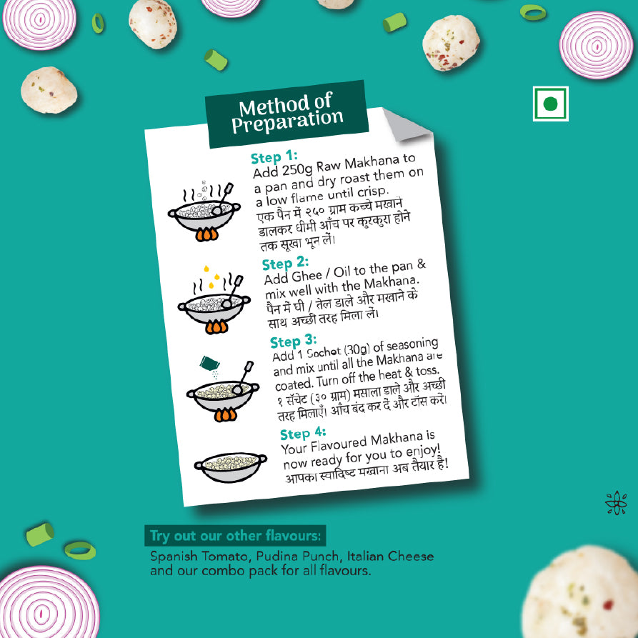 Lotus Makhana Seasoning Cream & Onion Flavour 120gm