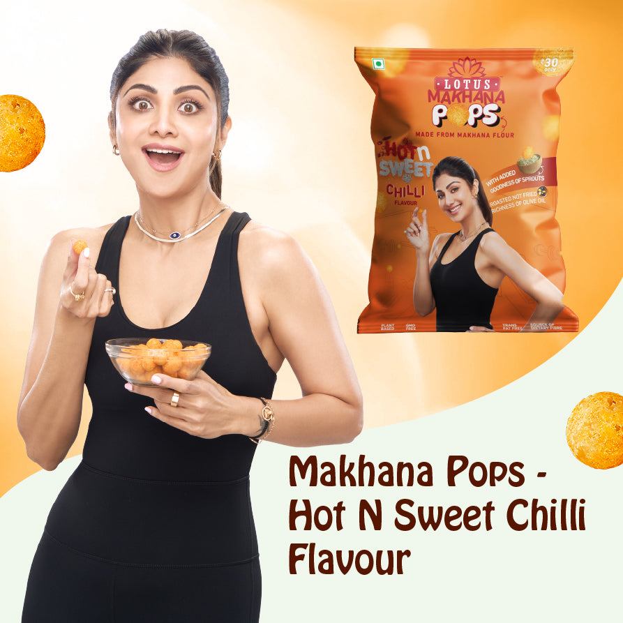 Lotus Makhana Pops Hot n Sweet Chilli Flavour - pack of 3