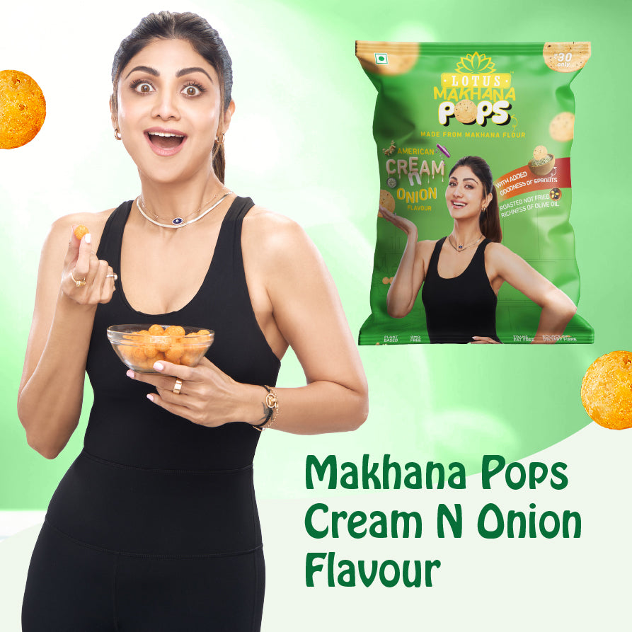 Lotus Makhana  Pops American Cream n Onion Flavour 50g - Pack Of 3