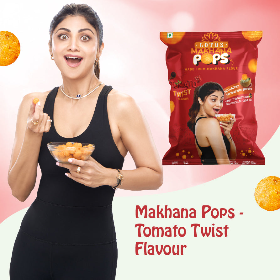 Lotus Makhana Pops Tomato Twist  Flavour 50g - Pack Of 3