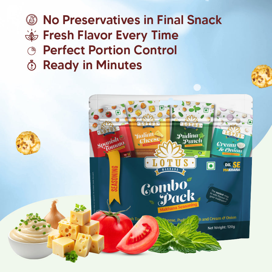Lotus Makhana Seasoning Combo-Pack 120gm