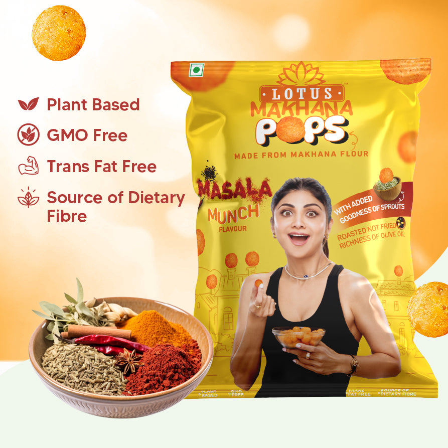 Lotus Makhana Pops Masala Munch Flavour 50g - Pack Of 3