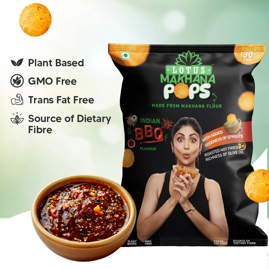 Lotus Makhana Pops Indian BBQ Flavour Pillow Pouch