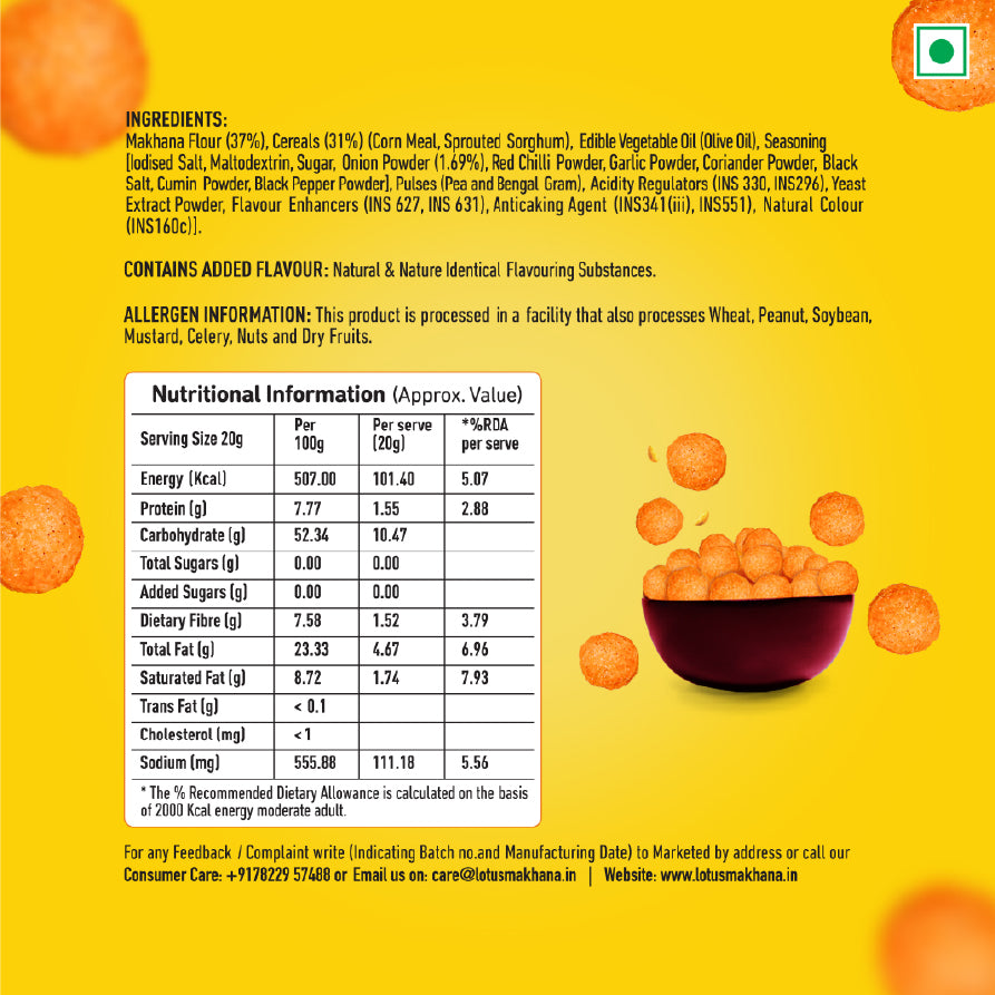 Lotus Makhana Pops Masala Munch Flavour 50g - Pack Of 3