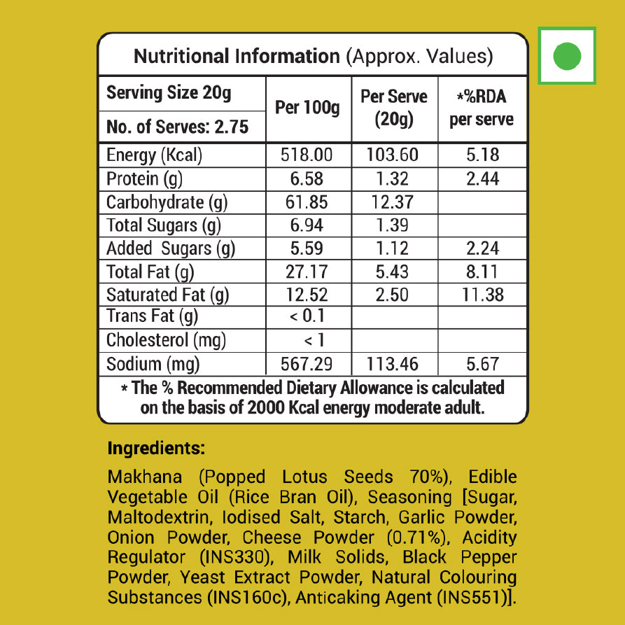 Lotus Makhana Italian Cheese Flavour 55g - Pack Of 2