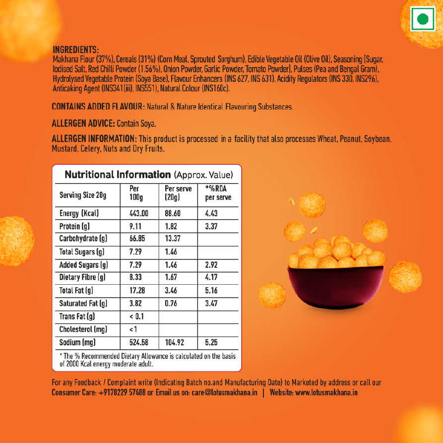 Lotus Makhana Pops Hot n Sweet Chilli Flavour - pack of 3