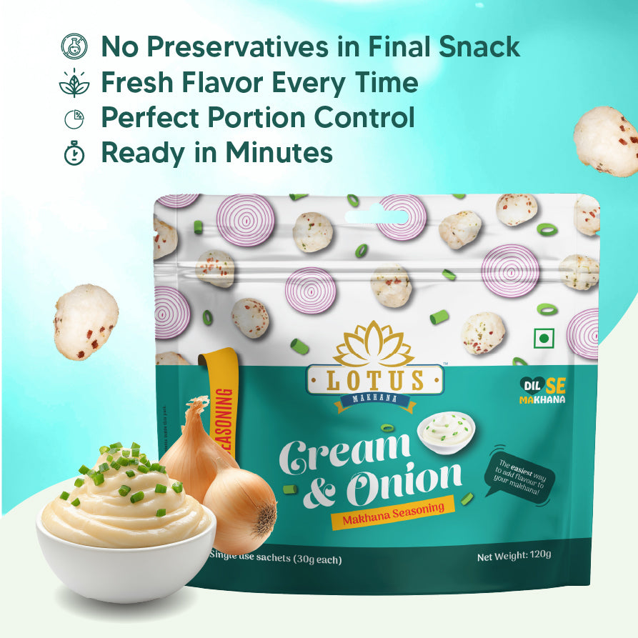 Lotus Makhana Seasoning Cream & Onion Flavour 120gm