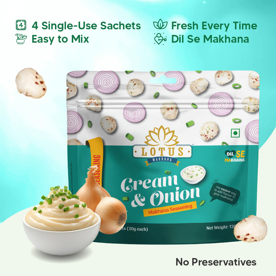 Lotus Makhana Seasoning Cream & Onion Flavour 120gm