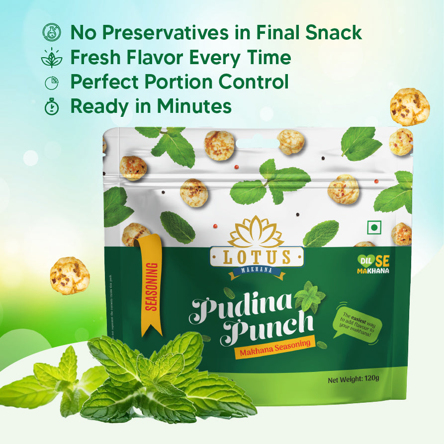 Lotus Makhana Seasoning Pudina Punch Flavour 120gm