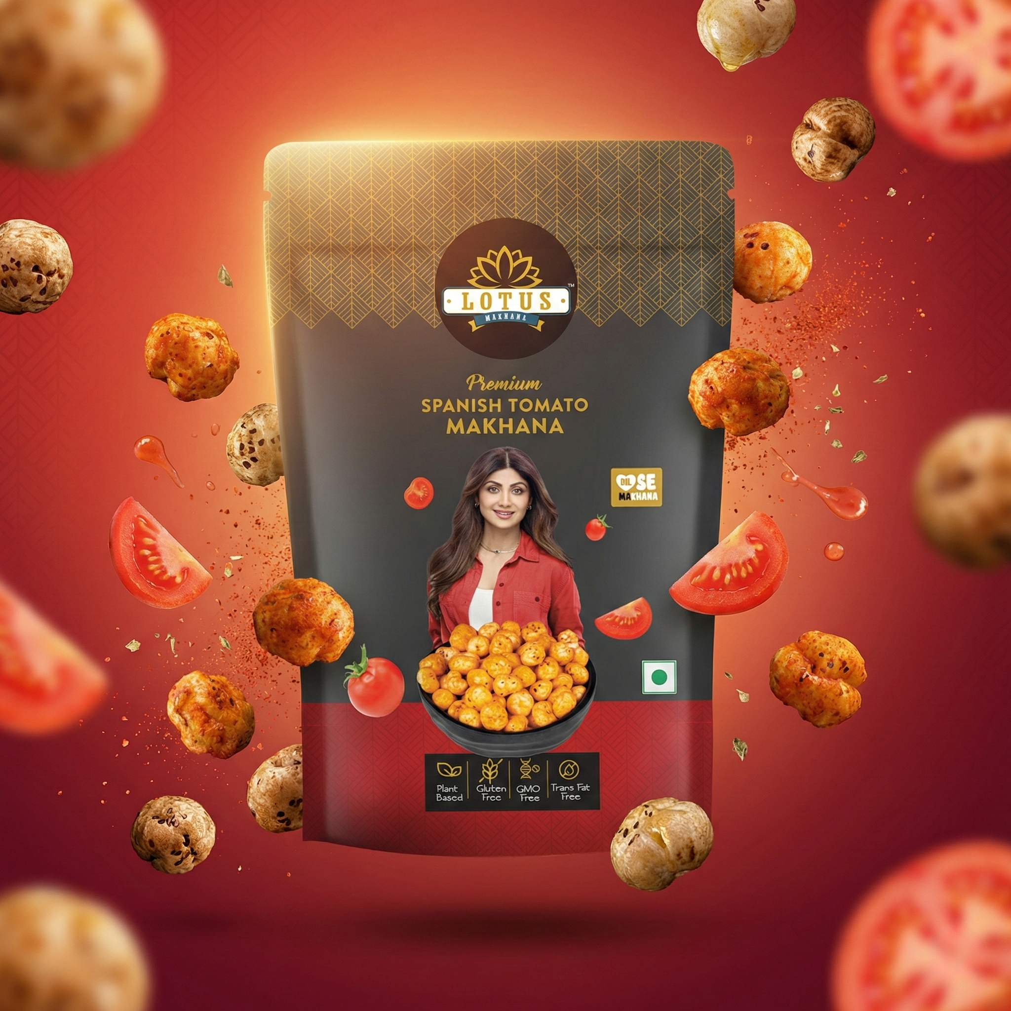 Lotus Makhana Spanish Tomato Flavour 55g - Pack Of 2