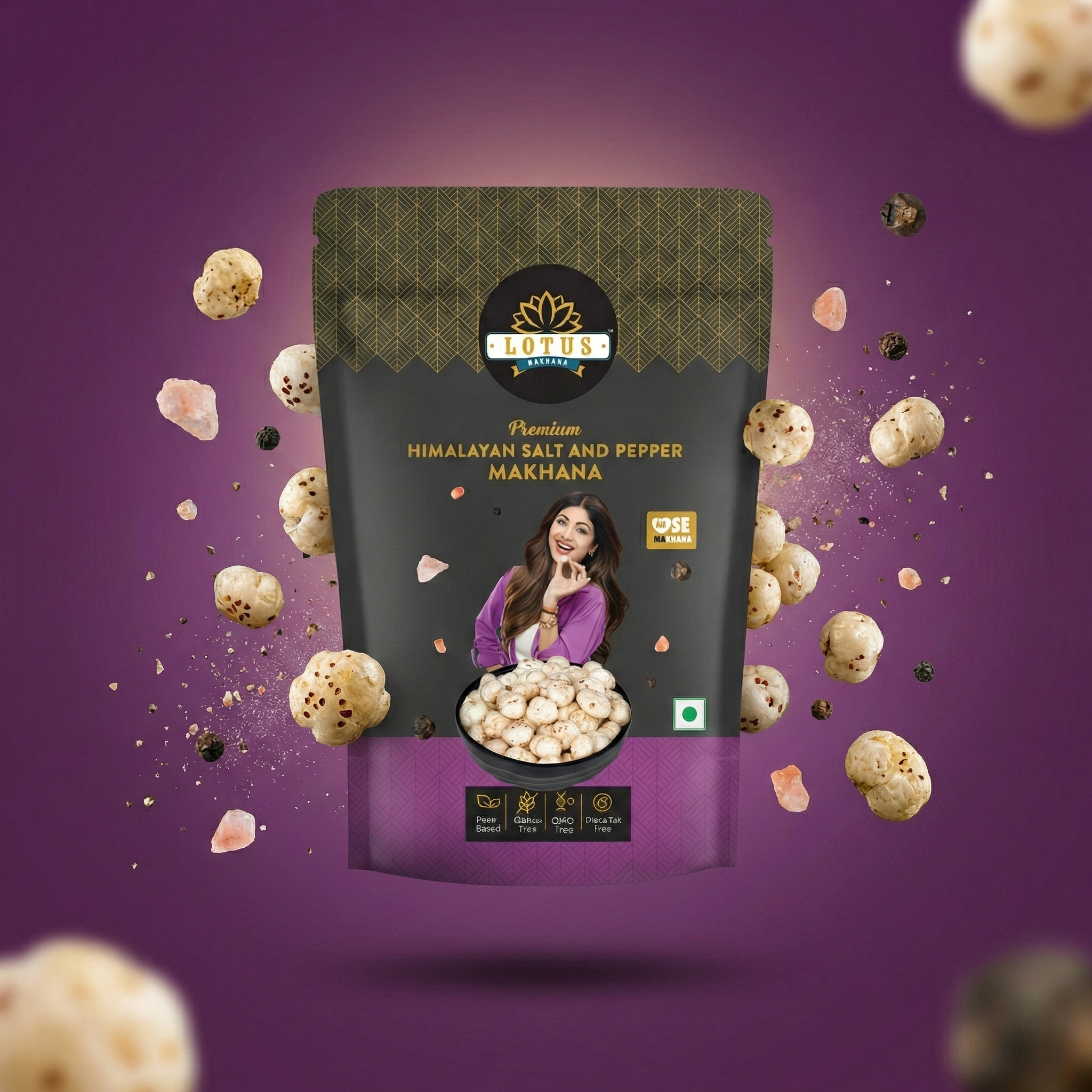 Lotus Makhana Himalayan Salt And Pepper Flavour 55g - Pack Of 2