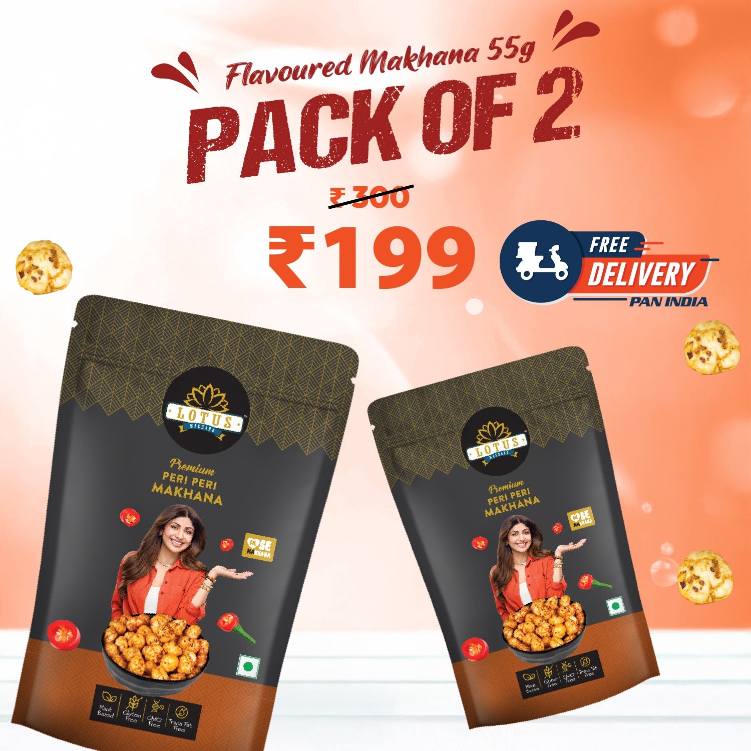 Lotus Makhana Peri Peri Flavou - Pack Of 2