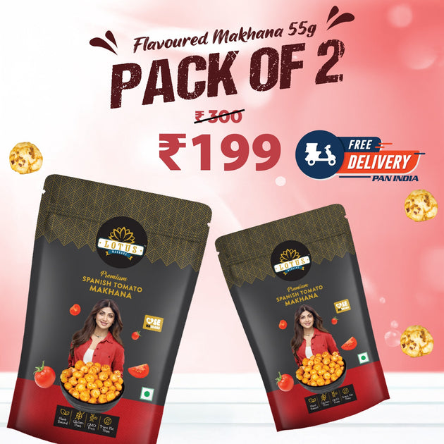 Lotus Makhana Spanish Tomato Flavour 55g - Pack Of 2