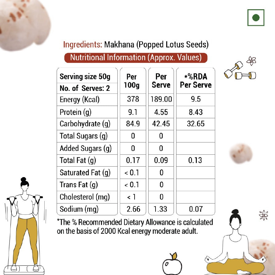 Lotus Premium Raw Makhana 100g - Single Pack