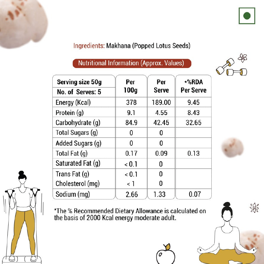 Lotus Premium Raw Makhana 250g - Single Pack
