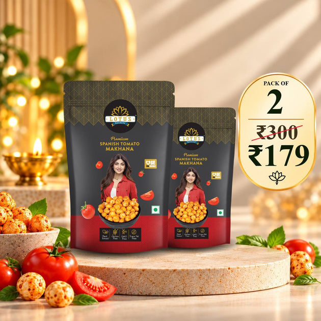 Lotus Makhana Spanish Tomato Flavour 55g - Pack Of 2