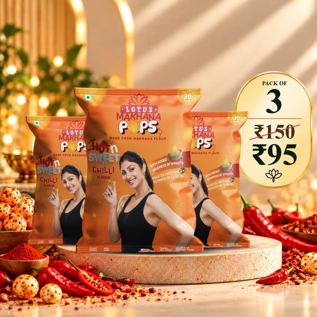 Lotus Makhana Pops Hot n Sweet Chilli Flavour - pack of 3